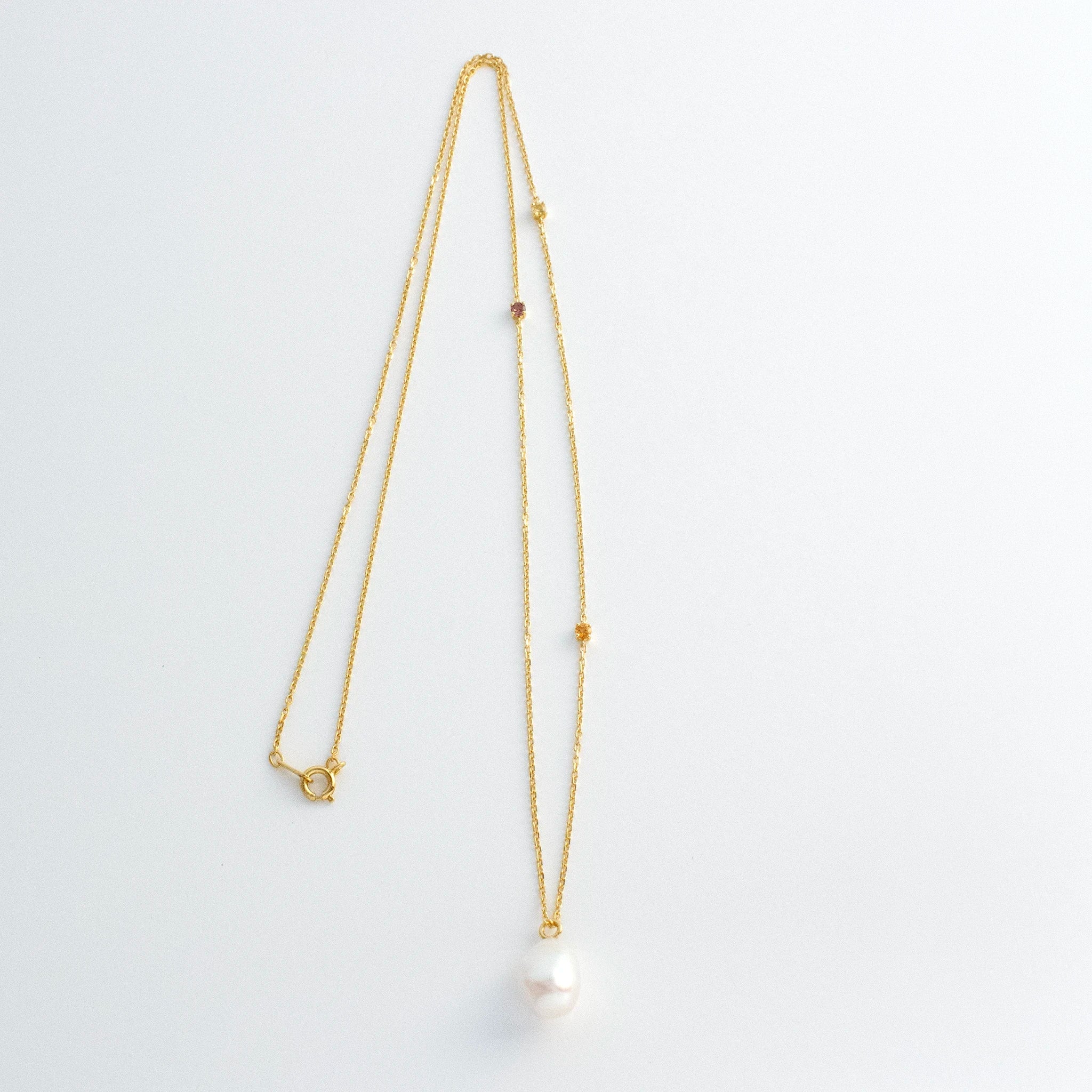 バロックパール ネックレス マルチカラーストーン（Lot.12 イエローサファイア他)　SILQUE
